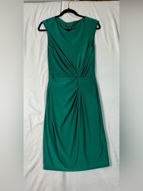 Lauren Ralph Lauren Emerald Green Twist-Front Wedding Guest Midi Dress Sz 10